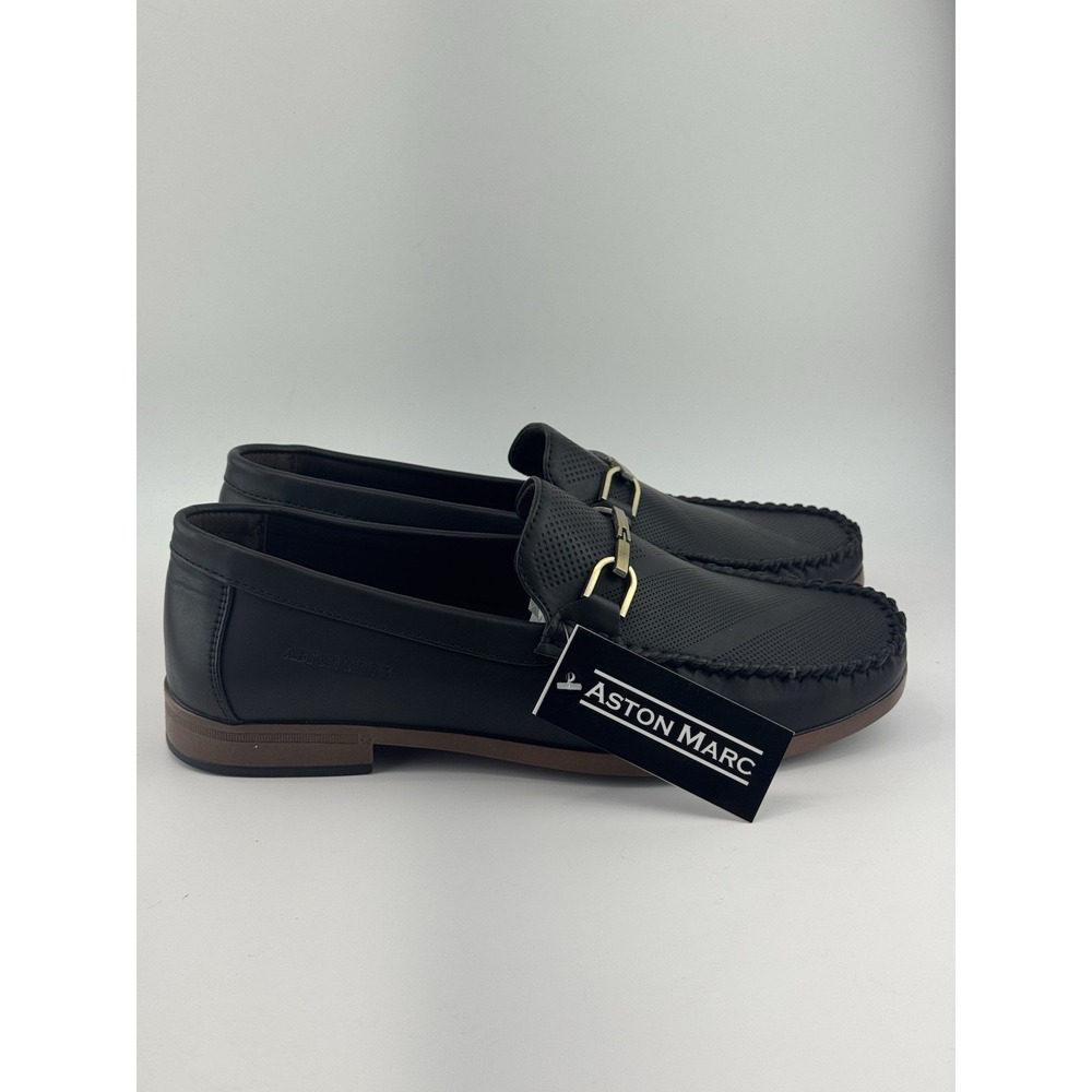 Aston Marc Men's Perforated Bit Loafers Black Dress Slip-On Men's Size 9